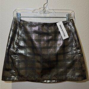 Urban Outfitters Metallic Plaid Mini Skirt